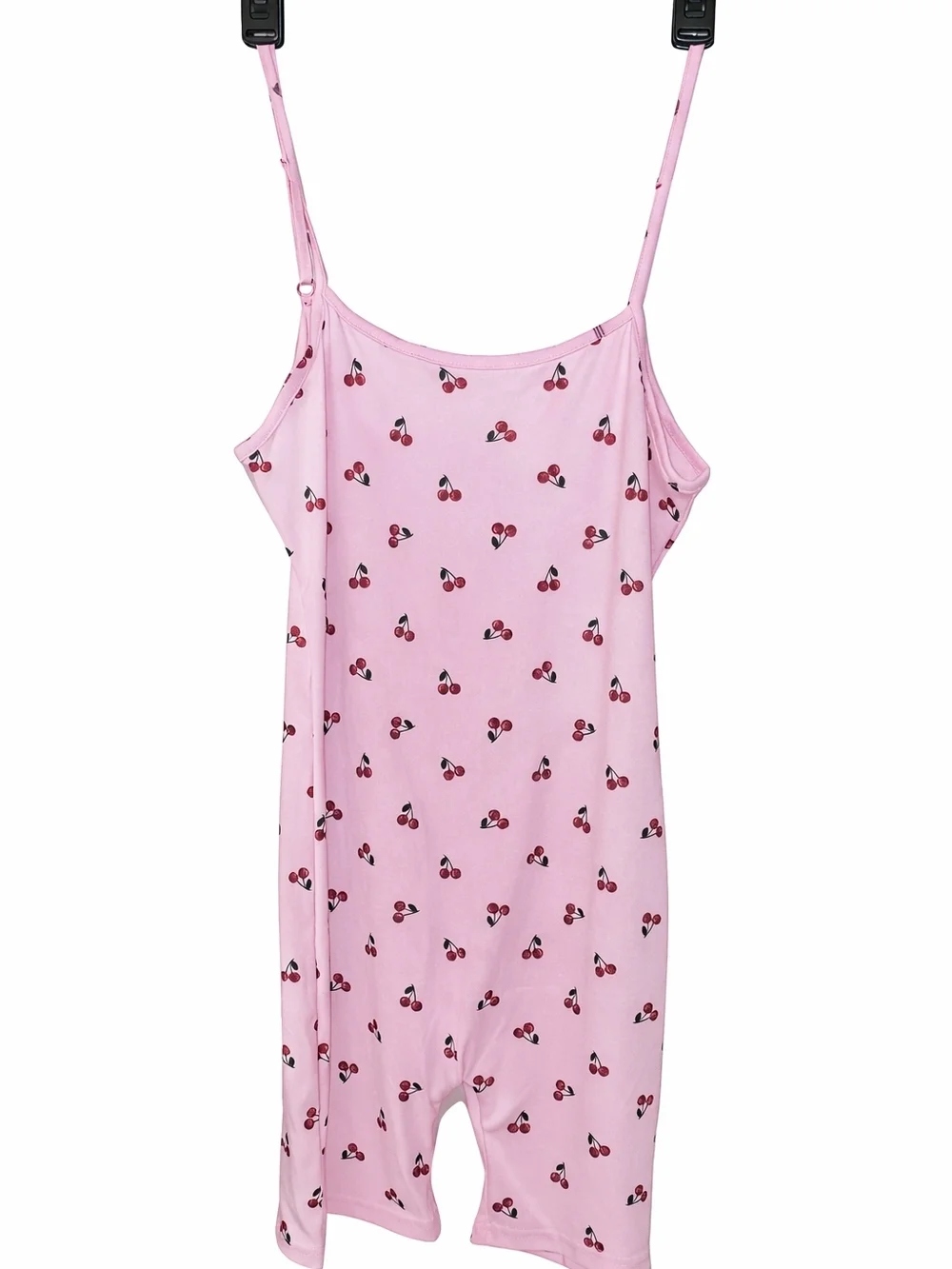 Women's Pink Cherry Print Slip Romper - Picture 2 of 2